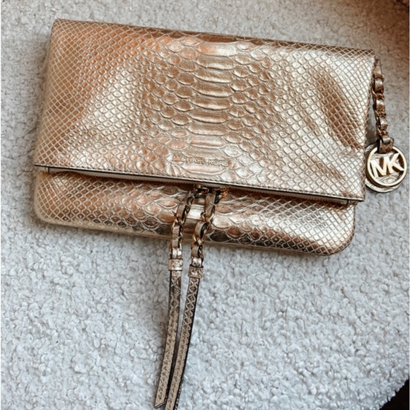 MK Gold Faux-Animal Embossed Clutch - Picture 5 of 5
